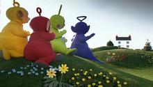 teletubbies house with scottish guy