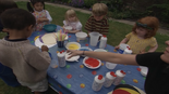 The children making bubble pictures.