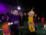 Tinky Winky with Laa-Laa, Noo-Noo, Holly Willoughby, Matt Baker and Michelle Ackerley on The One Show