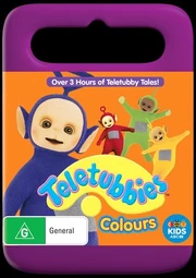 The DVD cover. The background is orange with Tinky Winky the nearest, and Dipsy, Laa-Laa and Po are the farthest.