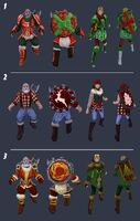 Concept art for Sigur's and Freya's Frozen Festival outfits.
