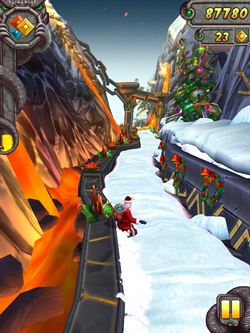 Temple Run 2 Holiday Havoc  Experience a Holiday like no other in our  biggest update of the year! Holiday Havoc is upon us and Santa and Mrs.  Claus need your help!