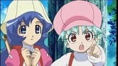 Misao and Sasami wearing hats.