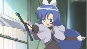 Misao Shinohara displaying her skill in armed combat