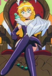 Misao Amano cosplaying as her alter-ego Pixy Misa with a costume she made herself. Her green eyes signify she is still Misao.