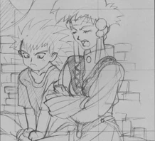 Masaki talking with Tenchi's son.