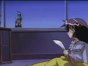 The irony of Misao staring at her own , and holding her magic weapon, and still being unaware she is Misa,