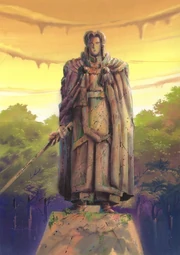 A statue of Prince Yosho on the planet Jurai.