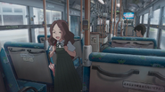 Kana arrives on the bus.