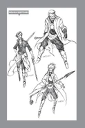 Rough sketches of Bacchus, Fritz, and Garde.