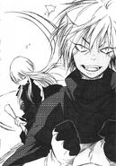 Rimuru bonks Veldora on the head for yielding to his sweet tooth.