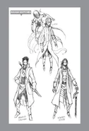Rough sketches of Litus, Arnaud, and Leonard.