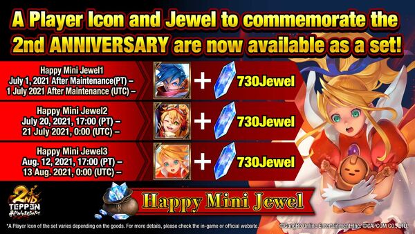 TEPPEN 2nd Anniversary Get an Icon! Happy Mini Jewel Now Available!