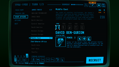 Visual of the Recruitment Screen within Terminal Conflict