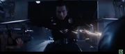 Kyle Reese and Sarah Connor fire on the T-1000 with a shotgun and M-16