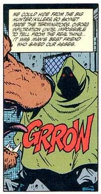 Mary Randall recollects patrolling the Future War with dogs and detecting an Infiltrator in a poncho.