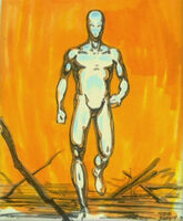 Clip art of the T-1000 in the fire