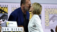 Linda Hamilton and Arnold Schwarzenegger at San Diego Comic Con 2019