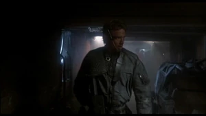 Kyle Reese entering the Resistance Shelter.