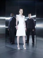 Catherine Weaver (Shirley Manson) along with Cromartie/John Henry (Owian Yeoman) and Agent James Ellison (Richard T. Jones) in the shootout for Season 2.