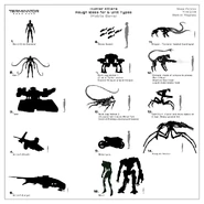 Hunter-Killers rough ideas, note there are many HKs from previous installment.