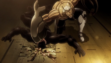 Donatello smashing Terraformars head