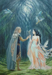 Nan Elmoth - Elwe e Melian por Elena Kukanova