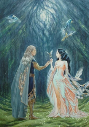 Nan Elmoth - Elwe e Melian por Elena Kukanova