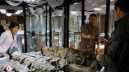 Elisabeth, dead Okuda and another soldier, Malcolm and Jim in “Instinct”