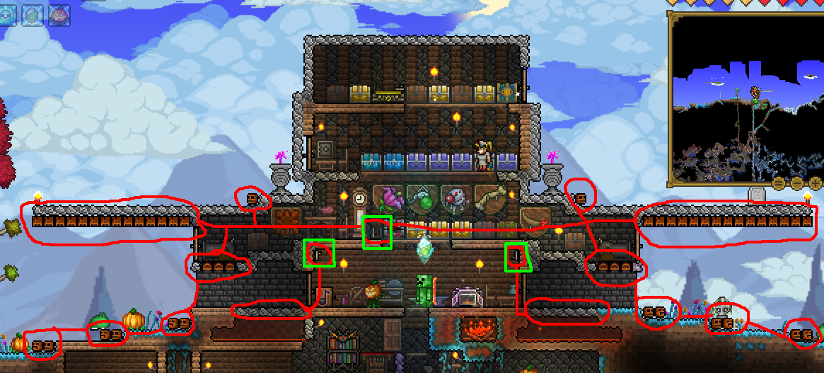 Defensive Tower At Entrance Of Town : Terraria