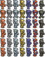 До официального выпуска Terraria броня имела другую анимацию и внешний вид.