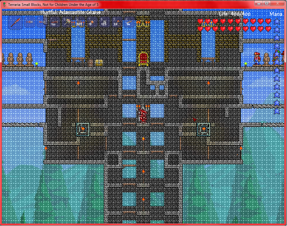 I built an arena!  Terraria house design, Game level design, Building