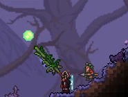 Chlorophyte Claymore in use, note the green orb.