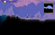 a blue slime in a snow biome