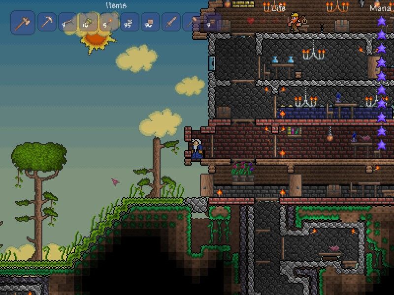 Defensive Tower At Entrance Of Town : Terraria