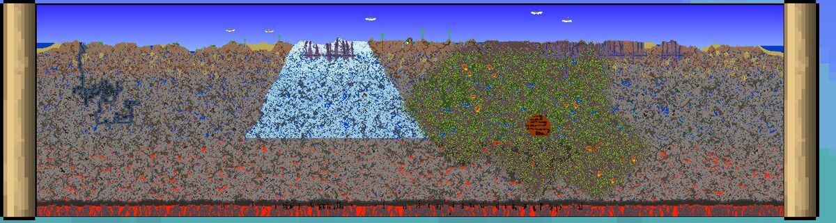 terraria - How does the distribution of ores & chests change with