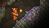 A player encountering a deposit of Amethyst. 
