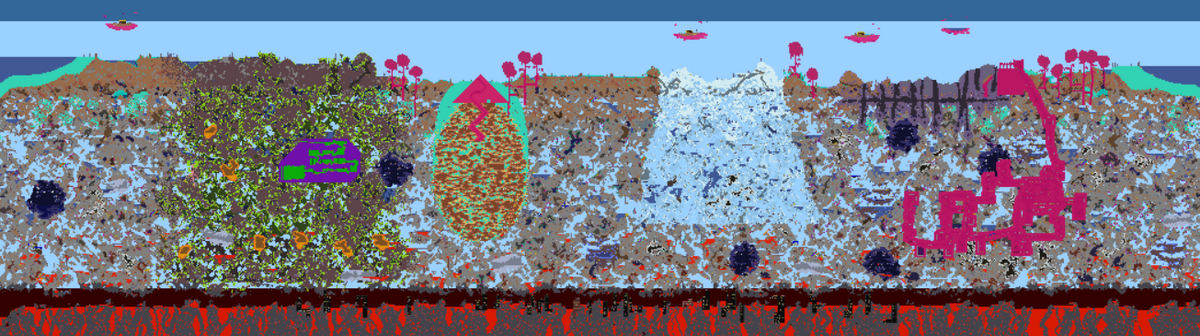 This is a secret rainbow seed in Terraria that makes everything colour