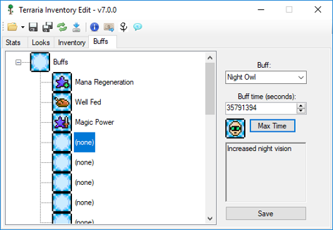 Terraria Inventory Editor screenshot buffs