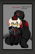 Lorna wearing a uniform of the Bloodbath organization with the owner.
