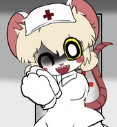 Lorna making a happy face, greeting the children in the hospital.