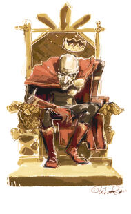 "early, more flash gordon-inspired concepts for the king, followed by the sketch that lead to his current design" - Olli