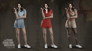 Early concept art featuring Sissy in three variations as a brunette with pigtails