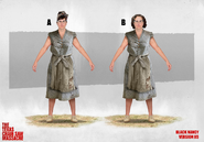 Early concept art featuring Nancy explorations with various combinations of heads with bodies