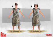 Early concept art featuring Nancy explorations with various combinations of heads with bodies