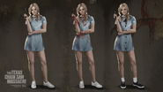 Early concept art featuring Sissy in three variations as a blonde with pigtails