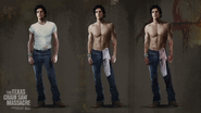 Early concept art of Johnny featuring him with a white shirt and shirtless