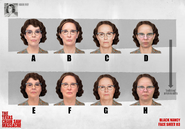 Early concept art featuring Nancy explorations with various heads