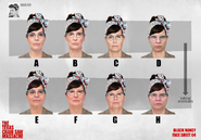 Early concept art featuring Nancy explorations with various heads