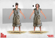 Early concept art featuring Nancy explorations with various combinations of heads with bodies